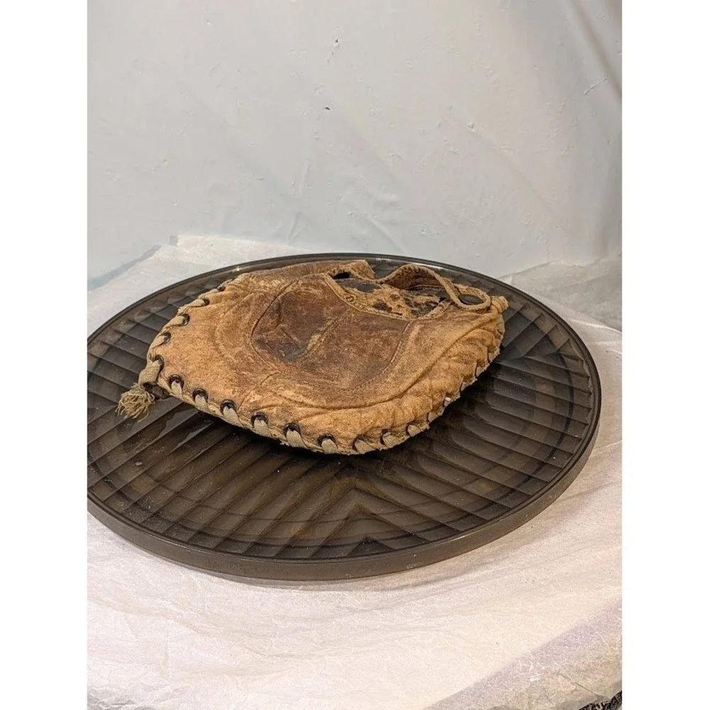 Vintage 1920s Antique Leather Baseball‎ Catchers Mitt Glove Rustic Sports Decor